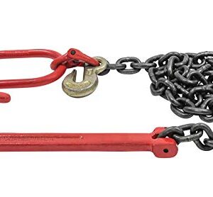 Mytee Products 3/8" x6' G80 15" Long Shank J Hook Tow Chain Recovery w/Eye Cradle Grab Hook - 7100 LBS WLL - Rollback Towing Chain for Car Wrecker Recovery Flatbed Trailers Truck - Towing Equipment