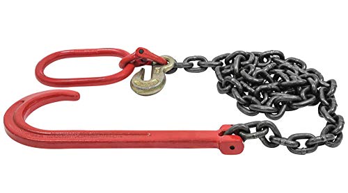 Mytee Products 3/8" x6' G80 15" Long Shank J Hook Tow Chain Recovery w/Eye Cradle Grab Hook - 7100 LBS WLL - Rollback Towing Chain for Car Wrecker Recovery Flatbed Trailers Truck - Towing Equipment