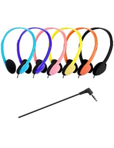 qwerdf 8 pack classroom headphones bulk for school student headsets wired on-ear over-ear earphones class set individually bagged in 6 multiple colors