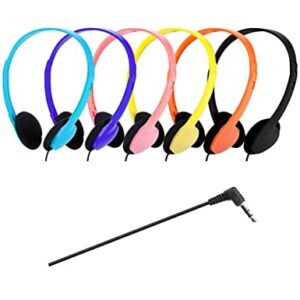 QWERDF 8 Pack Classroom Headphones Bulk for School Student Headsets Wired On-Ear Over-Ear Earphones Class Set Individually Bagged in 6 Multiple Colors