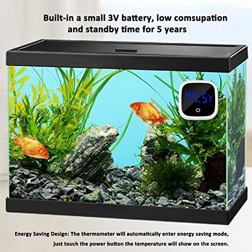 Digital Fish Tank Thermometer Stick on LED Thermometer for Aquarium Glass Containers Reptile Tank Thermometer with HD Backlit Screen, Energy-Saving & Accurate Temperature Senor