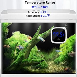 Digital Fish Tank Thermometer Stick on LED Thermometer for Aquarium Glass Containers Reptile Tank Thermometer with HD Backlit Screen, Energy-Saving & Accurate Temperature Senor