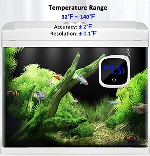 Digital Fish Tank Thermometer Stick on LED Thermometer for Aquarium Glass Containers Reptile Tank Thermometer with HD Backlit Screen, Energy-Saving & Accurate Temperature Senor