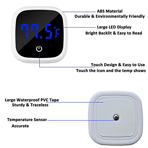 Digital Fish Tank Thermometer Stick on LED Thermometer for Aquarium Glass Containers Reptile Tank Thermometer with HD Backlit Screen, Energy-Saving & Accurate Temperature Senor