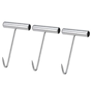 uxcell t-handle meat boning hook, galvanized t hooks for kitchen butcher shop restaurant 6"(150mm) 3pcs