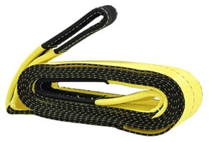 mytee products (1 pack) 4" x 20' recovery tow strap heavy duty 32,000 lbs break strength - use for emergency towing rope, tree saver, winch extension, triple reinforced loops, protective sleeves