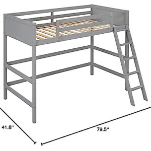 Merax Twin Size Junior Loft Bed with Slide Wood Loft Bunk Bed for Girls Boys,Space Saving Gray