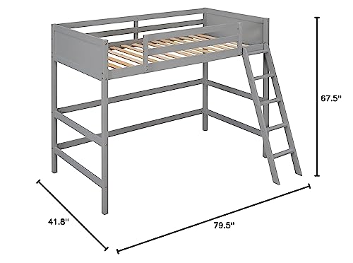 Merax Twin Size Junior Loft Bed with Slide Wood Loft Bunk Bed for Girls Boys,Space Saving Gray