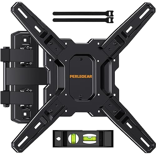 Perlegear UL Listed Full Motion TV Mount for Most 26–60 inch Flat or Curved TVs up to 82 lbs, Wall Mount TV Bracket with Articulating Arms, Tool-Free Tilt, Swivel, Extension, Max VESA 400x400mm, PGMF3