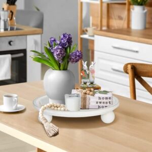 Decorative Wooden Risers for Displays Round Wood Tray Risers for Decor, Farmhouse Pedestal Stand, Rustic Cake Stand Centerpiece Tray Counter Organizer for Kitchen Living Room Home Bathroom