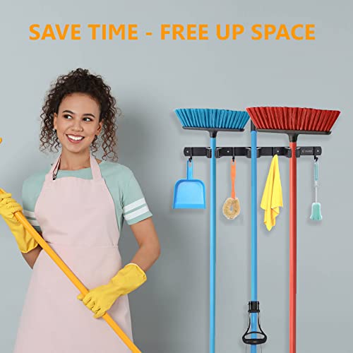 ALIEN SYSTEM Mop and Broom holder wall mount 3 Pack - Hooks for brooms and mops - Wall mount broom and mop holder - Tool organizers and storage