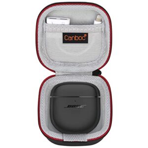 canboc hard case for new bose quietcomfort earbuds ii noise cancelling in-ear wireless bluetooth headphones, mesh bag fits usb-c charging cable, ear tips, black