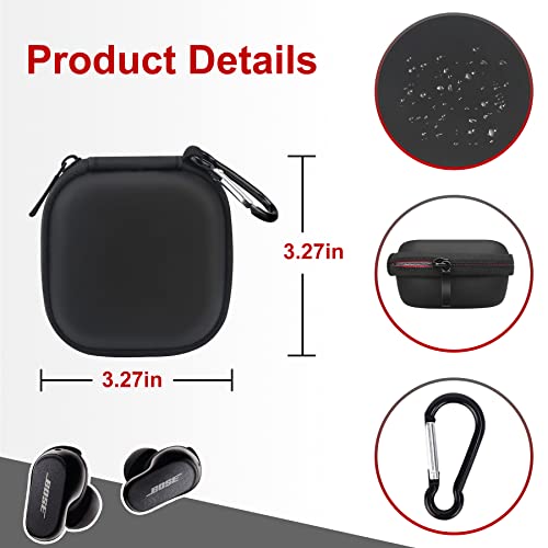 Canboc Hard Case for New Bose QuietComfort Earbuds II Noise Cancelling in-Ear Wireless Bluetooth Headphones, Mesh Bag fits USB-C Charging Cable, Ear Tips, Black