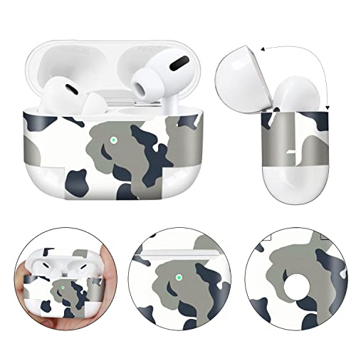 IMMOENUC Compatible with Airpods Pro (2nd Generation) Skin Sticker,Protective,Durable,and Unique Vinyl Decal Wrap Cover for Airpods Pro 2(White Grey Camouflage)