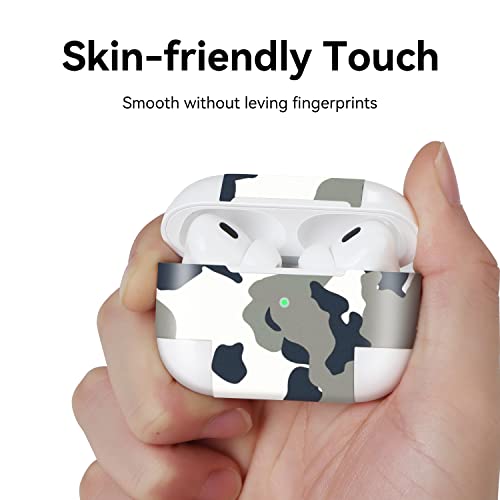 IMMOENUC Compatible with Airpods Pro (2nd Generation) Skin Sticker,Protective,Durable,and Unique Vinyl Decal Wrap Cover for Airpods Pro 2(White Grey Camouflage)