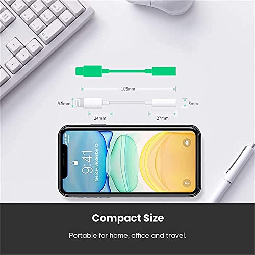 iPhone Headphone Adapter, 2 Pack [Apple MFi Certified] Lightning to 3.5mm Headphone/Earphone Jack Aux Audio Adapter Converter Dongle Compatible for iPhone 14 13 12 11 XS XR X 8 7 iPad, Support All iOS