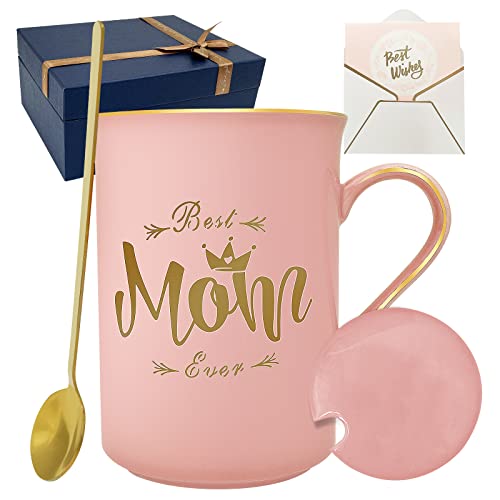 Gifts for Mom, EJTILAI Mom Gifts Birthday Gifts for Mom from Daughter Son, Mothers Day Christmas Day Gifts for Mom, 12 Oz Coffee Mug with Exquisite Box Packing Spoon, cup lids and greeting cards