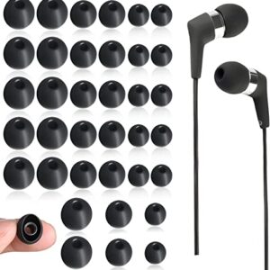 36 Pieces Earbuds Silicone Replacement Earbuds Earphone Buds Replacement Noise Isolation Cover Earphones Rubber Buds Noise Cancelling Earphones Earbud Covers Earphone Buds Replacement, 3 Sizes (Black)