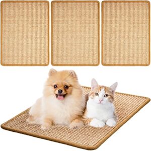 4 pcs cat scratch mat sisal cat scratching pad mat for cats scratching pad rug for cat grinding claws and carpets sofa couch furniture door protector, light brown, 15.7 x 12 inch