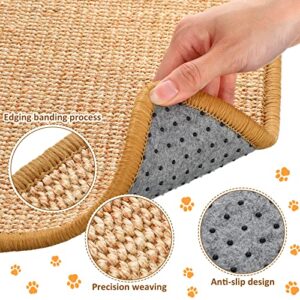 4 Pcs Cat Scratch Mat Sisal Cat Scratching Pad Mat for Cats Scratching Pad Rug for Cat Grinding Claws and Carpets Sofa Couch Furniture Door Protector, Light Brown, 15.7 x 12 Inch