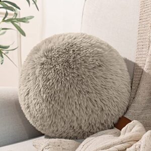 ashler plush ball throw pillow and cushion for sofa, cute style round pillow with handle, super soft spherical pillow for bedroom, circle orb shaped decorative 10 x 10 inches dark grey