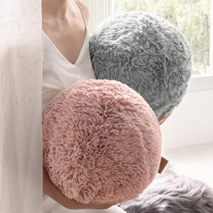 Ashler Plush Ball Throw Pillow and Cushion for Sofa, Cute Style Round Pillow with Handle, Super Soft Spherical Pillow for Bedroom, Circle Orb Shaped Decorative 10 x 10 Inches Dark Grey