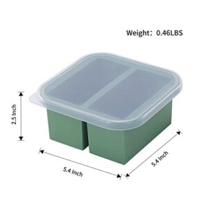 OOKIDOKI 1-Cup Extra-Large Silicone Freezing Tray with Airtight Lids-makes 8 perfect 1-cup portions -soup containers with lids,freeze soup broth stews leftovers or sauce(Green,4 Pack)