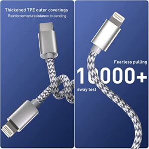 USB C to Lightning Cable 3Pack 6 FT Apple MFi Certified iPhone Fast Charger Type c to Lightning Cable Nylon Braided iPhone Cord for iPhone 13 12 11 Pro Max Xr Xs 8 7 6 Plus and More