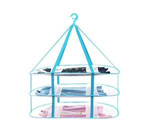 jwcbdy large size sweater hanging dryer, 3 tier folding drying rack, lay flat to dry mesh clothes hanger for sweater, delicates and swimsuit(30.3x24.4x30.7 in/1pcs)