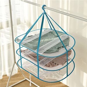 JWCBDY Large Size Sweater Hanging Dryer, 3 Tier Folding Drying Rack, Lay Flat to Dry Mesh Clothes Hanger for Sweater, Delicates and Swimsuit(30.3X24.4X30.7 in/1PCS)