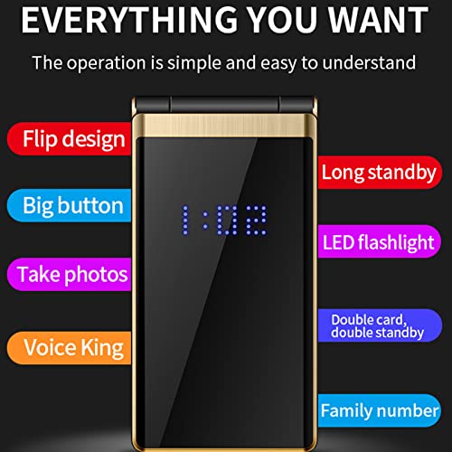 Diydeg Seniors Flip Phone, 2G Dual SIM Unlocked Senior Flip Cell Phone with 2.8" Dual Screen, Big Button, SOS Button, High Volume & 5900mAh Battery, Easy to Use Basic Cell Phone for Seniors & Kids