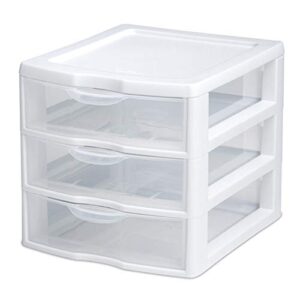 white mini plastic 3 drawer stackable chest