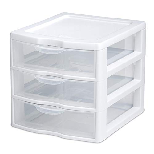 White Mini Plastic 3 Drawer Stackable Chest