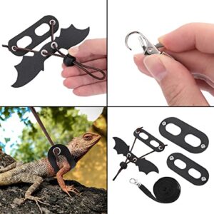 cobee Bearded Dragon Harness and Leash, 3 Pcs Adjustable Lizard Leashes, Soft Leather Reptile Lizard Leash with Cool Wings for Iguana Gecko Chameleon Amphibians Rat Small Pet Animals