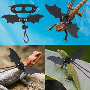 cobee Bearded Dragon Harness and Leash, 3 Pcs Adjustable Lizard Leashes, Soft Leather Reptile Lizard Leash with Cool Wings for Iguana Gecko Chameleon Amphibians Rat Small Pet Animals