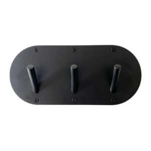 The Woodbury Lane Wall Coat Hooks - Peggy Round 3 Hook Rail - Pack of 1 - Matte Black Finish. Heavy Duty Metal Hooks with Screws for Hanging Coats, Bags, Robes, Backpack, Towel, Keys.