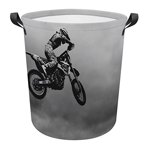 Motocross Motorcycle Laundry Basket Extreme Sports Outdoor Laundry Basket with Handle Waterproof Laundry Hampers Foldable Laundry Bags Dirty Clothes Toys Storage Bag One Size