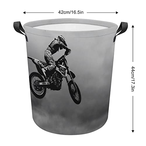 Motocross Motorcycle Laundry Basket Extreme Sports Outdoor Laundry Basket with Handle Waterproof Laundry Hampers Foldable Laundry Bags Dirty Clothes Toys Storage Bag One Size