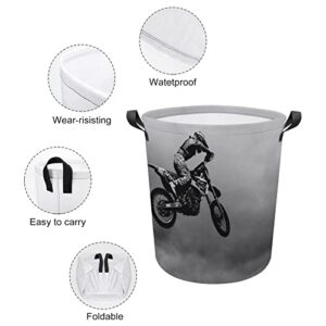 Motocross Motorcycle Laundry Basket Extreme Sports Outdoor Laundry Basket with Handle Waterproof Laundry Hampers Foldable Laundry Bags Dirty Clothes Toys Storage Bag One Size