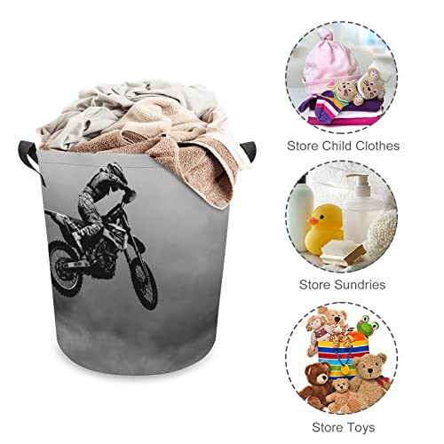 Motocross Motorcycle Laundry Basket Extreme Sports Outdoor Laundry Basket with Handle Waterproof Laundry Hampers Foldable Laundry Bags Dirty Clothes Toys Storage Bag One Size