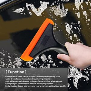 Silicone Squeegee Window Shower Squeegee,Super Flexible Silicone Squeegee, Shower Glass Squeegee, Window Tint Squeegee, Auto Water Blade for Car Windshield, Window, Mirror, Glass Door (Black)