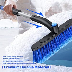 VARGTR Ice Scraper with Brush for Car Windshield,3 in 1 Ice Scrapers for Car Windshield,32" Ice Scraper Grip 360° Degree Rotation,Extendable Snow Removal Tool with Ergonomic Foam Grip (Blue)