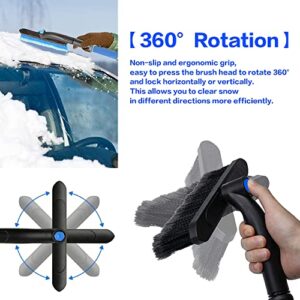 VARGTR Ice Scraper with Brush for Car Windshield,3 in 1 Ice Scrapers for Car Windshield,32" Ice Scraper Grip 360° Degree Rotation,Extendable Snow Removal Tool with Ergonomic Foam Grip (Blue)