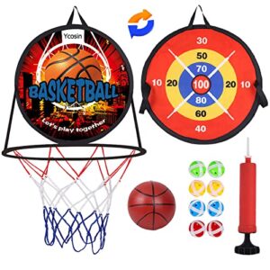 14" dart board for kids, basketball hoop for kids toddlers, sports & outdoor play easter gift toys for kids for 3 4 5 6 7 8 9 10 11 12 year old boys girls, party favors for birthday