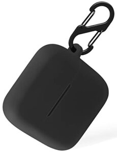 geiomoo silicone case compatible with skullcandy mod, protective cover with carabiner (black)