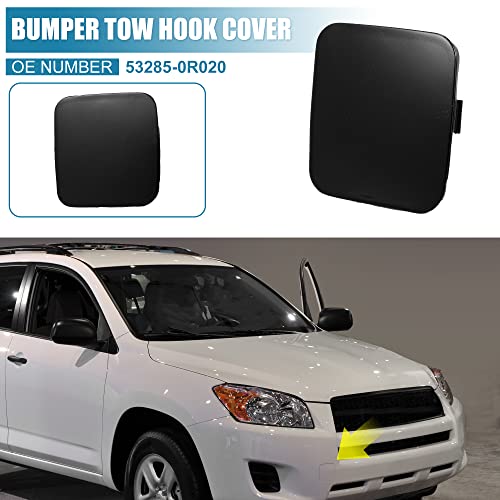 X AUTOHAUX 1 Pair Front Left Right Bumper Tow Hook Cover 53285-0R020 53286-0R020 for Toyota RAV4 2009 2010 2011 2012 Tow Hook Eye Lid Cover Cap Bright Black
