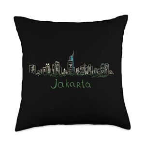 gifts and souvenirs for indonesians jakarta city indonesia souvenir gift for men women throw pillow, 18x18, multicolor