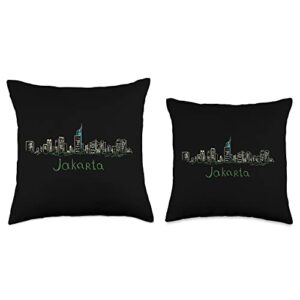 Gifts and Souvenirs for Indonesians Jakarta City Indonesia Souvenir Gift for Men Women Throw Pillow, 18x18, Multicolor