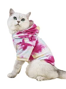 qwinee tie dye dog hoodie dog sweatshirt cat shirt apparel dog clothes for puppy kitten cat small dogs pink and blue x-small