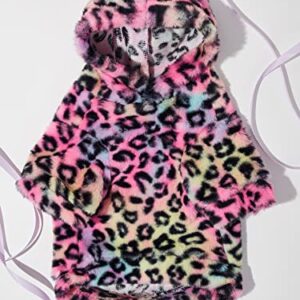 QWINEE Dog Coat Dog Hoodie Tie Dye Warm Winter Coat Sweatshirt Dog Clothes for Cat Puppy Small Medium Dog Leopard M